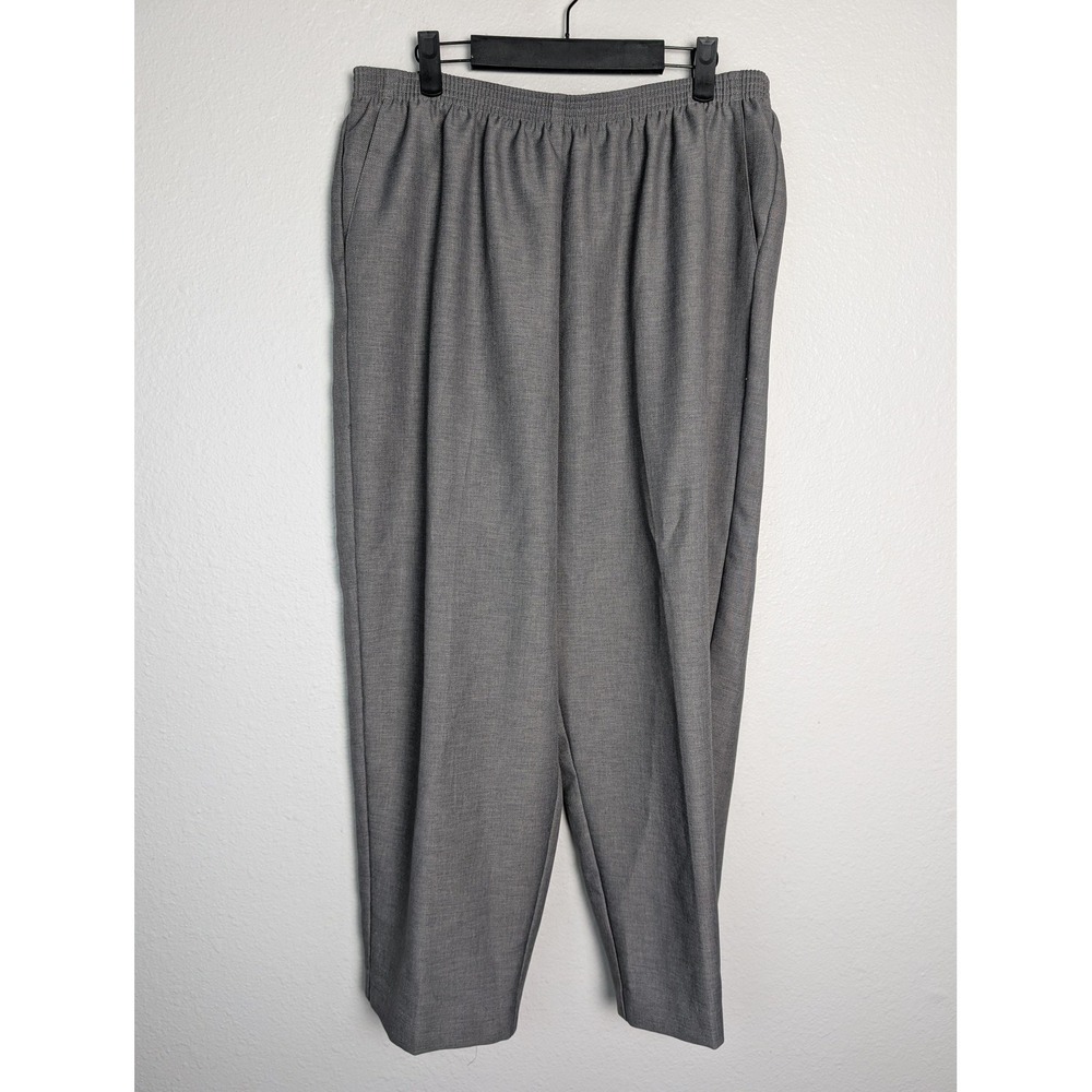 Alfred Dunner Dress Pants Womens 18W Gray Pull On Twill Relaxed‎ Elastic Waist